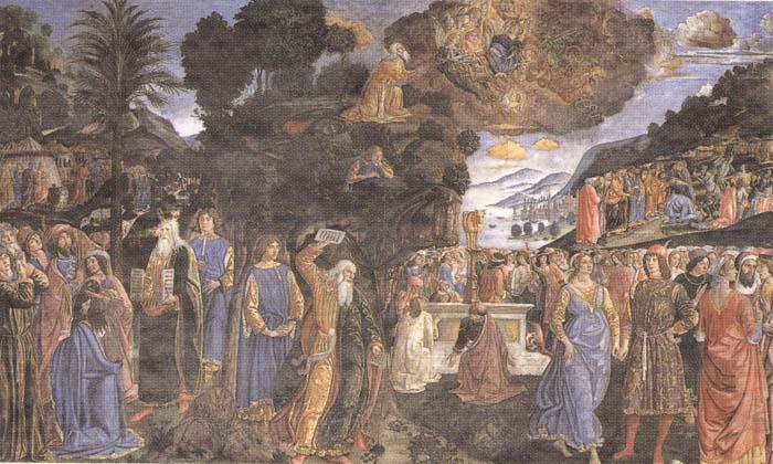 Sandro Botticelli Cosimo Rosselli and Assistants,Moses receiving the Tablets of the Law and Worship of the Golden Calf china oil painting image